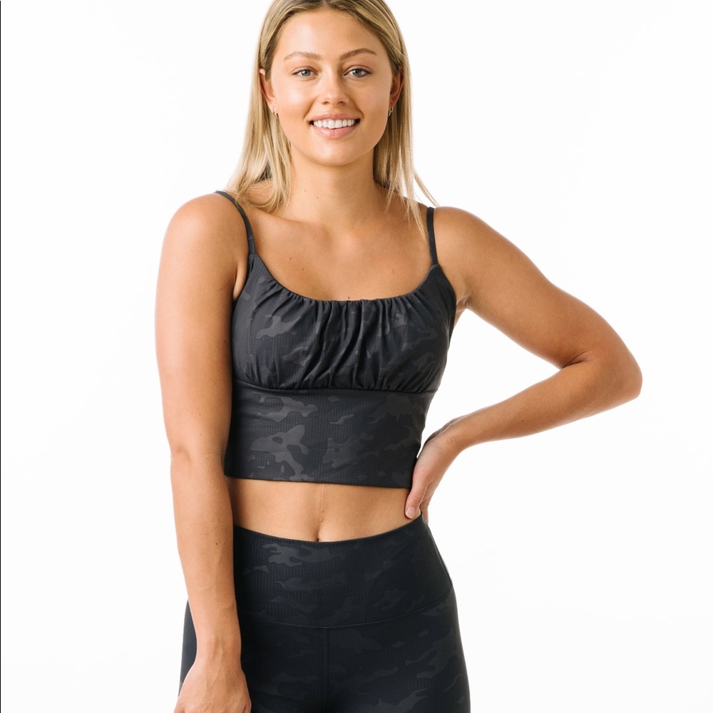 Zyia Gray Battleship Camo Luxe Ruched Bra nwot